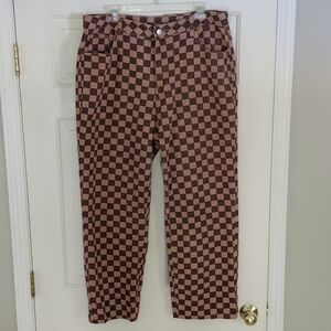 Shein Curve Checked Wide leg Plus Size Trendy Cotton Skater Pants.  Size 1X.